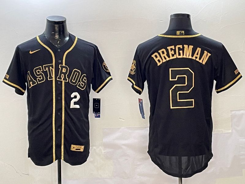 Men Houston Astros #2 Bregman Black Gold Elite 2025 Nike MLB Jersey style 5->chicago cubs->MLB Jersey